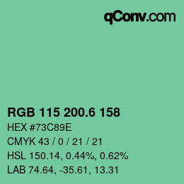 カラーコード: RGB 115 200.6 158 | qconv.com