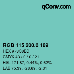 カラーコード: RGB 115 200.6 189 | qconv.com