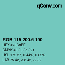 カラーコード: RGB 115 200.6 190 | qconv.com