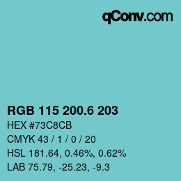 カラーコード: RGB 115 200.6 203 | qconv.com