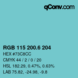 カラーコード: RGB 115 200.6 204 | qconv.com