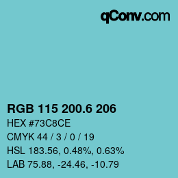 カラーコード: RGB 115 200.6 206 | qconv.com