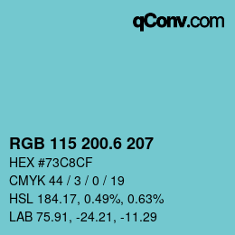 カラーコード: RGB 115 200.6 207 | qconv.com