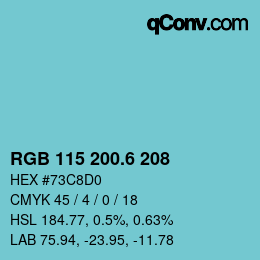 カラーコード: RGB 115 200.6 208 | qconv.com