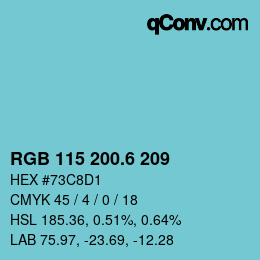 カラーコード: RGB 115 200.6 209 | qconv.com
