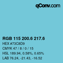 カラーコード: RGB 115 200.6 217.6 | qconv.com