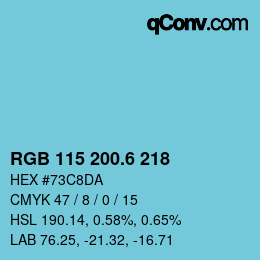 カラーコード: RGB 115 200.6 218 | qconv.com