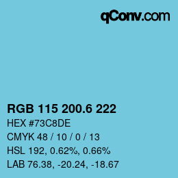 カラーコード: RGB 115 200.6 222 | qconv.com