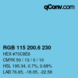 カラーコード: RGB 115 200.6 230 | qconv.com