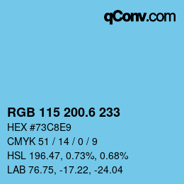 カラーコード: RGB 115 200.6 233 | qconv.com