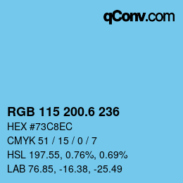 カラーコード: RGB 115 200.6 236 | qconv.com