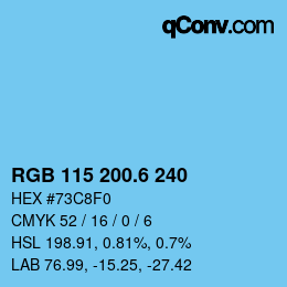 カラーコード: RGB 115 200.6 240 | qconv.com
