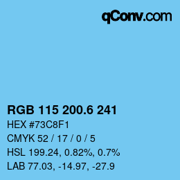 カラーコード: RGB 115 200.6 241 | qconv.com