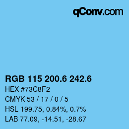 カラーコード: RGB 115 200.6 242.6 | qconv.com