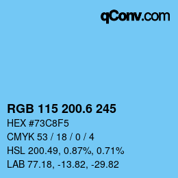 カラーコード: RGB 115 200.6 245 | qconv.com