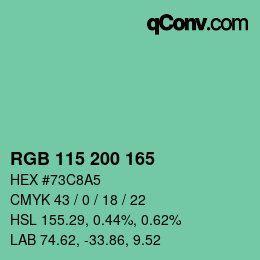 カラーコード: RGB 115 200 165 | qconv.com