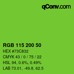 Color code: RGB 115 200 50 | qconv.com
