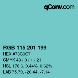 Color code: RGB 115 201 199 | qconv.com