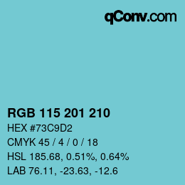 Color code: RGB 115 201 210 | qconv.com