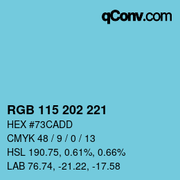 Color code: RGB 115 202 221 | qconv.com