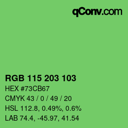 Color code: RGB 115 203 103 | qconv.com