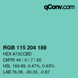 カラーコード: RGB 115 204 189 | qconv.com