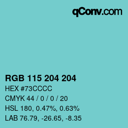 Color code: RGB 115 204 204 | qconv.com