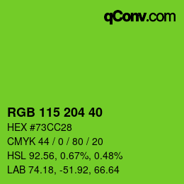 Color code: RGB 115 204 40 | qconv.com
