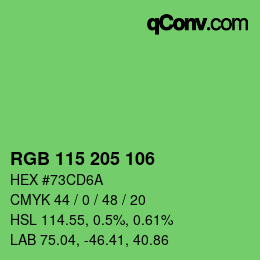 Color code: RGB 115 205 106 | qconv.com