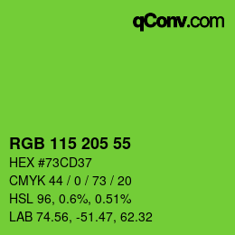 Color code: RGB 115 205 55 | qconv.com