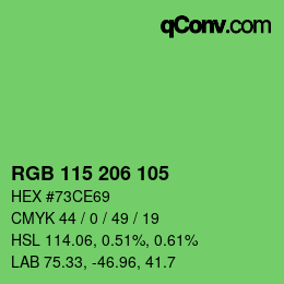 カラーコード: RGB 115 206 105 | qconv.com