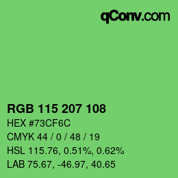 カラーコード: RGB 115 207 108 | qconv.com