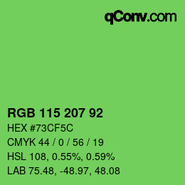 カラーコード: RGB 115 207 92 | qconv.com