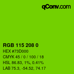 カラーコード: RGB 115 208 0 | qconv.com