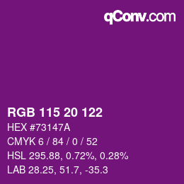 Color code: RGB 115 20 122 | qconv.com