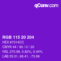 Color code: RGB 115 20 204 | qconv.com