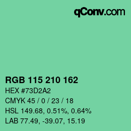 Color code: RGB 115 210 162 | qconv.com