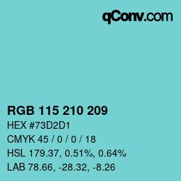 Color code: RGB 115 210 209 | qconv.com