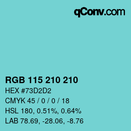 Color code: RGB 115 210 210 | qconv.com