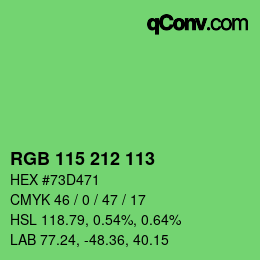 カラーコード: RGB 115 212 113 | qconv.com