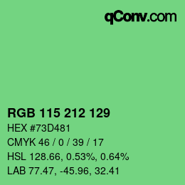 カラーコード: RGB 115 212 129 | qconv.com