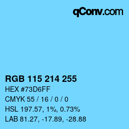 Color code: RGB 115 214 255 | qconv.com