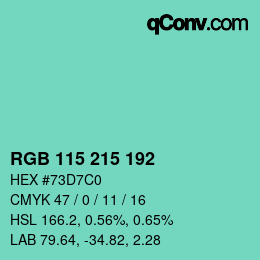 Color code: RGB 115 215 192 | qconv.com