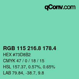 カラーコード: RGB 115 216.8 178.4 | qconv.com