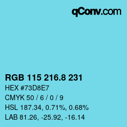 カラーコード: RGB 115 216.8 231 | qconv.com
