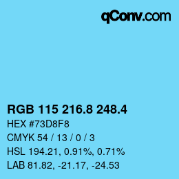 カラーコード: RGB 115 216.8 248.4 | qconv.com
