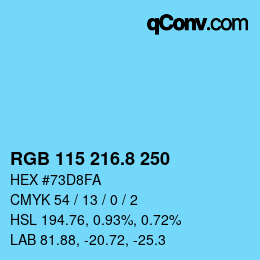 カラーコード: RGB 115 216.8 250 | qconv.com