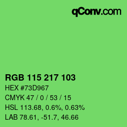 Color code: RGB 115 217 103 | qconv.com