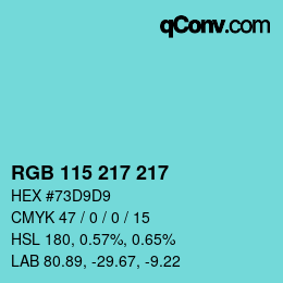 颜色代码: RGB 115 217 217 | qconv.com