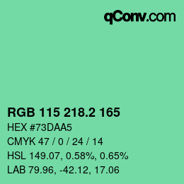 カラーコード: RGB 115 218.2 165 | qconv.com